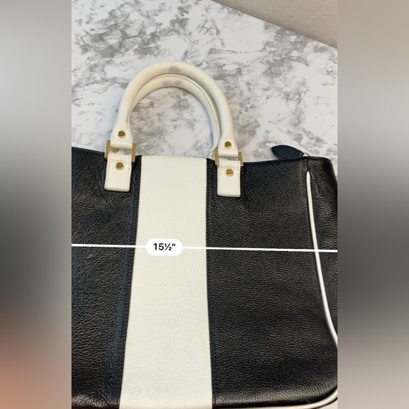 LaLucca Black & White ColorBlock Handbag pink Lining - Picture 6 of 15